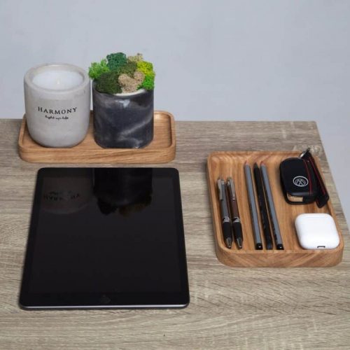 Organizador de mesa de madeira minimalista